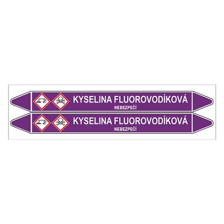 Značení potrubí, kyselina fluorovodíková,2 ks, 450 × 52 mm